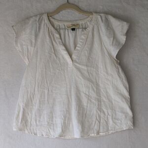 Universal Thread Women's White V‎ Neck Linen Blend Peasant Shirt Size XS
